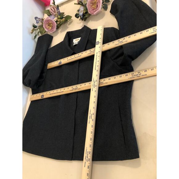 Talbots Women Plus 100% Wool Jacket Gray Pocket Full Zip Closur Clueless Preppy - Picture 5 of 10